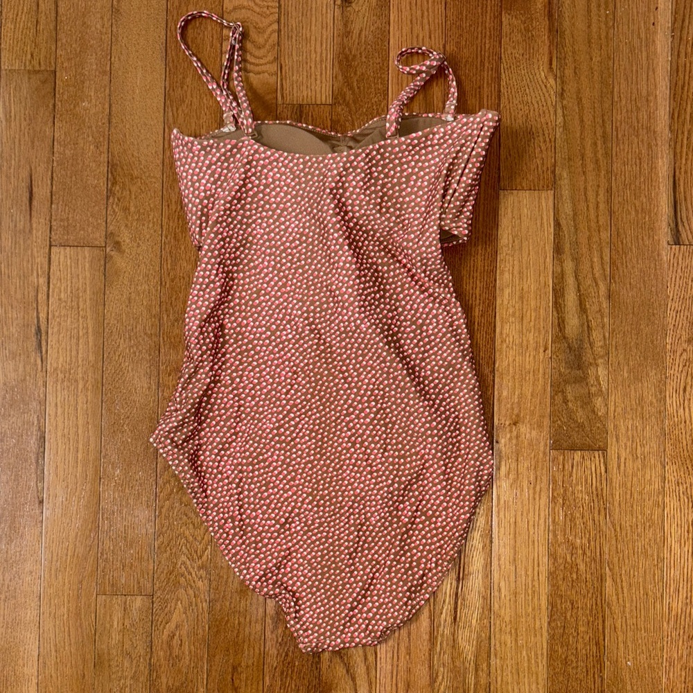 NWT Aerie Brown and Pink Polka Dot Swimsuit Size Medium Long Tall One Piece - Picture 4 of 7